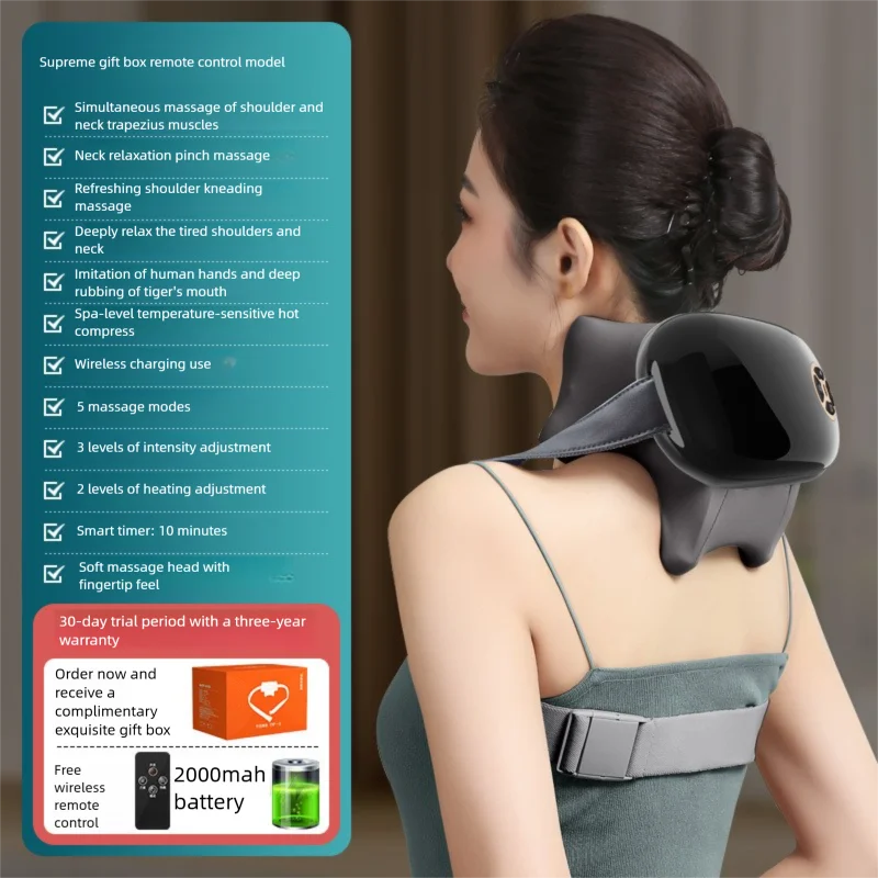 Neck Shoulder Massager Electric Kneading Massager Heated Back Massagers Muscles Massage Pillow Neck Waist Leg Body Gift Box