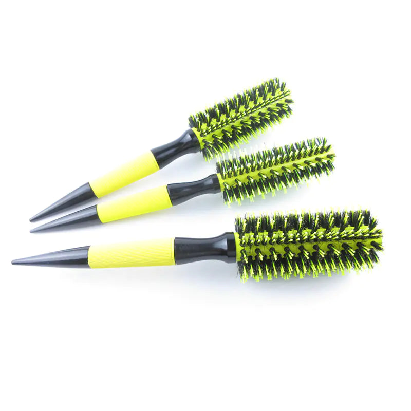 Round Wooden Comb with Mixed Nylon and Boar Bristles